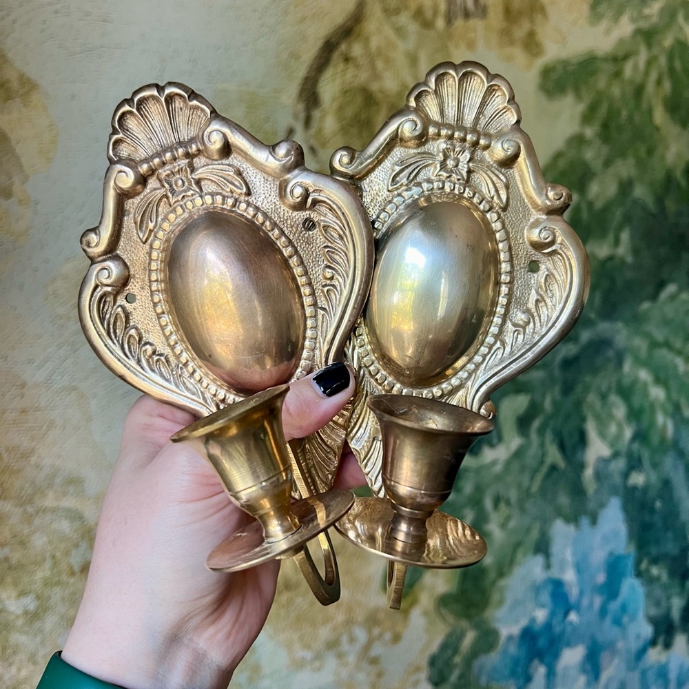 Pair of Brass Sconces